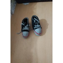 Güzel Kaman El Örgüsü Bebek Patigi 1 Adet Siyah Gri Kırmızı ( 6 Aylk ve 2 Yaş Için ) Kaliteli Şık Güzel