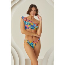Loya Renkli Fresh Flower Tek Omuz Tek Üst Bikini