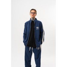 Respire Erkek Ffb Şerit Detaylı Dik Yaka Doubleface Zip Oversize Sweatshirt Lacivert