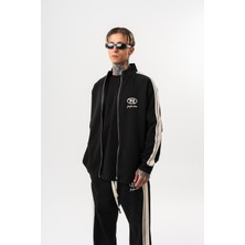 Respire Erkek Ffb Şerit Detaylı Dik Yaka Doubleface Zip Oversize Sweatshirt Siyah