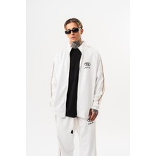 Respire Erkek Ffb Şerit Detaylı Dik Yaka Doubleface Zip Oversize Sweatshirt Ekru