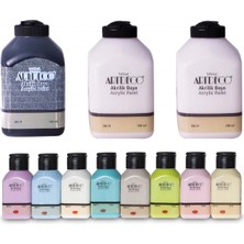Artdeco Akrilik Boya 8X75ML Pastel Smoky + Siyah 500ML + Beyaz 50