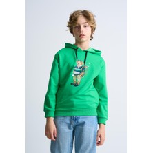 Alexandergardı Baskılı Yandan Cepli Kapüşonlu Çocuk Sweatshirt