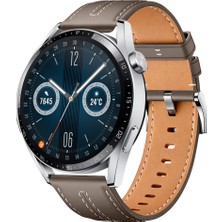 Sneezy Huawei Watch Gt3 Pro Gt3 Gt2 46MM Ile Uyumlu Dikiş Desenli Deri Metal Tokalı Akıllı Saat Kordonu