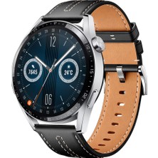 Sneezy Huawei Watch Gt3 Pro Gt3 Gt2 46MM Ile Uyumlu Dikiş Desenli Deri Metal Tokalı Akıllı Saat Kordonu