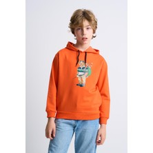 Alexandergardı Baskılı Yandan Cepli Kapüşonlu Çocuk Sweatshirt