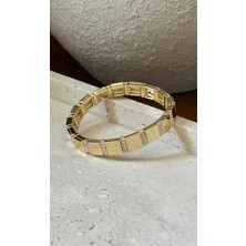 Klasik Taş Detay Lastikli Gold Renk Bileklik