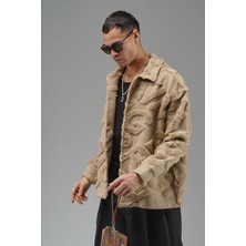 Akçaylar Oversize Önü Çıtçıt Kapamalı Astarsız ve Cepsiz Peluş Ceket