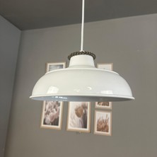 Bamyum Veluna Beyaz Tekli Sezar Başlık Avize Retro Sarkıt Ofis Showroom Salon Mutfak Avizeleri