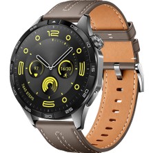 Sneezy Huawei Watch Gt4 46MM Ile Uyumlu Dikiş Desenli Deri Metal Tokalı Akıllı Saat Kordonu