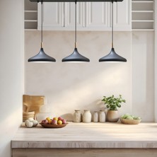 Bamyum Üçlü Siyah Iç Beyaz Ahşap Başlık Sarkıt Lamba Yemek Masası Oturma Odası Mutfak Salon Otel Showroom