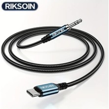 Riksoin 3-Metre Type-C To 3.5mm Aux Kablo Hi-Fi Ses Teknolojisi Ce Sertifikalı Hasır Örgülü Sağlam Ses Kablosu Telefon/araba/tablet