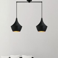 Bamyum Ikili Bombeli Siyah Sarkıt Avize Sarkıt Lamba Salon Duvar Merdiven Antre Oturma Odası Avizeleri