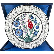 Çini Evi Geleneksel Lale Bahçesi Desenli Iznik Tabak – Kültürel Hediye (25 cm  9.84 Inch)