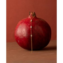 925 Ayar Gümüş Altın Renkli Elips Taşlı Şahmeran – Markiz Minimal Zarif El Zinciri - Silveria Jewels