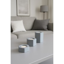 Trend Yankı Dekoratif Tealight Mumluk (Gri)