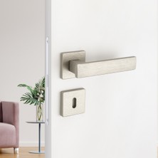 System Just Rozetli Kapı Kolu Nikel Saten Renk Oda Rozetli