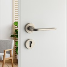 System Moon Rozetli Kapı Kolu Nikel Saten Mat Renk Yale ( Dış Kapı Rozetli)