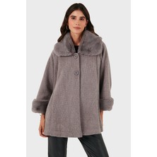 Viadante Via Dante Oversize Fit Ceket Yaka Düğmeli Kürk Mont Bayan Mont 6858060