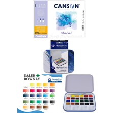 Canson Montval Suluboya Defteri (24X32CM) 300GR Aquafine Tablet 1/2 Suluboya Travel Set 24