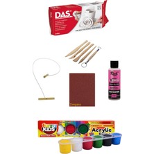 Das Beyaz Seramik Kili 500 gr Rich Funny Kids 15 ml Akrilik 6 Lı Vernik Zımpara Başlangıç Set