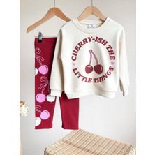 BeU Kids Kız Çocuk %100 Pamuk Kiraz Basılı Alt Üst Takım