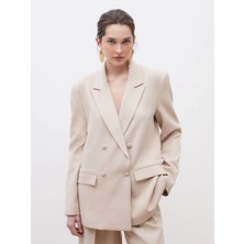 LC Waikiki Soulife Bej Krep Kadın Blazer Ceket