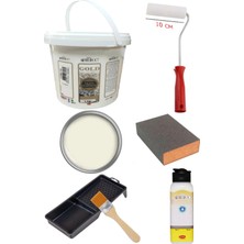 Artdeco Multi Surface Akrilik Boya 1 kg Dantel Beyaz Rulo ve Tavalı Rulo Mat Vernik 140 ml Set