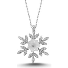 Eyelashes Silver 925 Ayar Gümüş Taşlı Kartanesi Ortası Çiçek Taş Tasarımlı Kolye