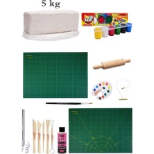 Vakumlu Çamuru Beyaz 5 kg Çift Taraflı A2 Kesim Matı Kretuar Seti Ebeşuar Seti 6X15 ml Akrilik Seti