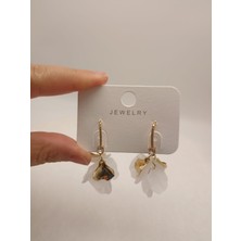 Tılsım Accesories Beyaz Yapraklı Zirkon Taşlı Sallantılı Küpe