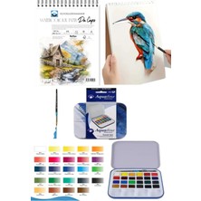 Da Capo Cold Press Suluboya Defteri 300 Gr. A5 12 Yaprak Aquafine Tablet 1/2 Suluboya Travel Set 24