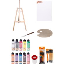 Artdeco 140 ml Akrilik Boya 50X70 Tuval Ahşap Palet ve Şövale Seti ile Yaratıcı Renkler