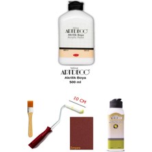 Artdeco Akrilik Boya 500 ml Beyaz Dolap Boyama Seti Mobilya Boyama Seti Parlak Vernik