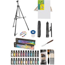 Rich Mastermix Akrilik Boya 12'li Canlı-Pastel 60 cc - 50X70 Tuval-Portatif Metal Şövale