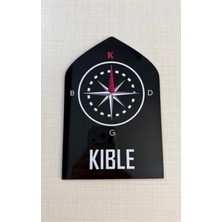 Yönline Kıble Yön Levhası Pusula Görselli Otel Yurt Konut Işyeri Siyah Kırmızı Pleksi Kendinden Yapışkanlı