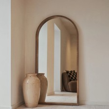 Felicity Design Tam Boy Sıcak Ahşap Kemerli Ahşap Boy Aynası 170CM x 80CM