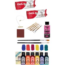 Das Beyaz Seramik Kili 2X500GR Artdeco Akrilik Boya 6X75 ml Simli Renkler