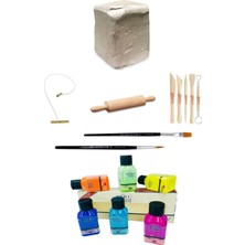 Seramik Hamuru 5 kg Artdeco Akrilik Boya 6X75 ml Macaron Renkler Seramik Başlangıç Seti