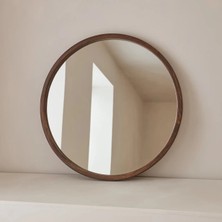 Felicity Design Koyu Ahşap Yuvarlak Ahşap Duvar Aynası 70CM x 70CM