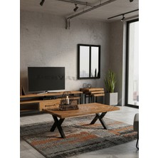Raweyn Noir Doğal Ahşap Orta Sehpa 45X45