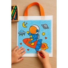 Temalı Boyanabilir Bez El Çantası – Çocuklar Için Eğitici Etkinlik Çantası 3 Boya Kalemi Hediyeli