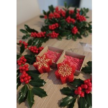 Drn Yılbaşı Kırmızı Kar Tanesi Mum Seti, Hediye Kutulu 2 Li