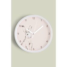 Soyut Tavşan Modern Tasarım Duvar Saati - 30CM - Önü Camlı Beyaz Kasa - Sessiz Mekanizma