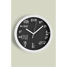 Matematik Dehası Tasarım Modern Duvar Saati - 30CM - Önü Camlı Beyaz Kasa - Sessiz Mekanizma
