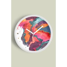 Soyut Tasarım Modern Duvar Saati - 30CM - Önü Camlı Beyaz Kasa - Sessiz Mekanizma