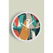 Soyut - Bohem Modern Duvar Saati - 30CM - Önü Camlı Beyaz Kasa - Sessiz Mekanizma