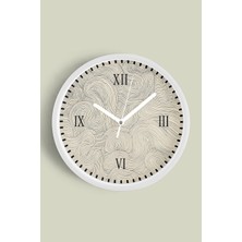 Soyut - Bohem Modern Duvar Saati - 30CM - Önü Camlı Beyaz Kasa - Sessiz Mekanizma