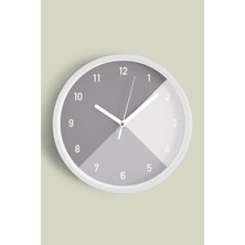 Soyut - Geometrik Temalı Modern Duvar Saati - 30CM - Önü Camlı Beyaz Kasa - Sessiz Mekanizma