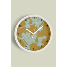 Soyut Çiçekler Modern Tasarım Duvar Saati - 30CM - Önü Camlı Beyaz Kasa - Sessiz Mekanizma